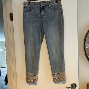 Chico's size 1.5 Denim Jeans with Embroidered Trim